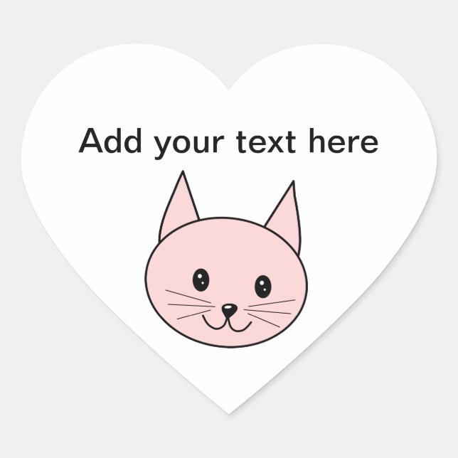 Sticker Cœur Chat rose (Devant)
