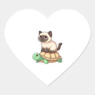 Sticker Cœur Chat siamois monte tortue Copie