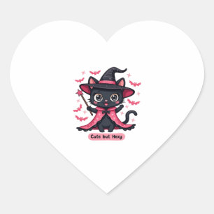 Sticker Cœur Chaton gothique en rose � doux, mais ensorcelé Ove