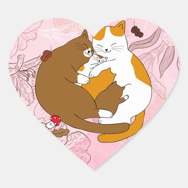 Sticker Cœur Chats (Devant)