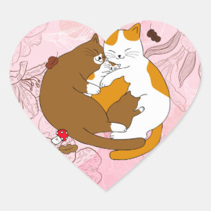 Sticker Cœur Chats