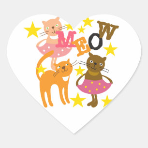Sticker Cœur Chats dansants