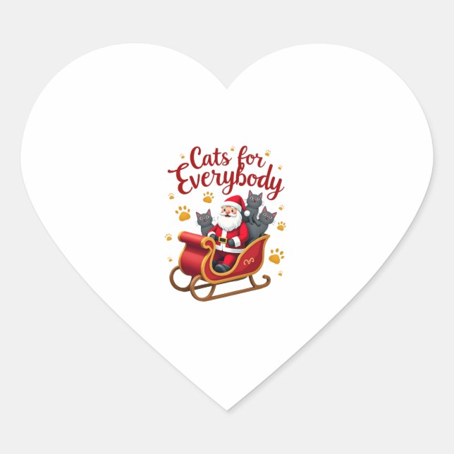 Sticker Cœur Chats pour tout le monde Chat Noël laid Noël Lo (Devant)