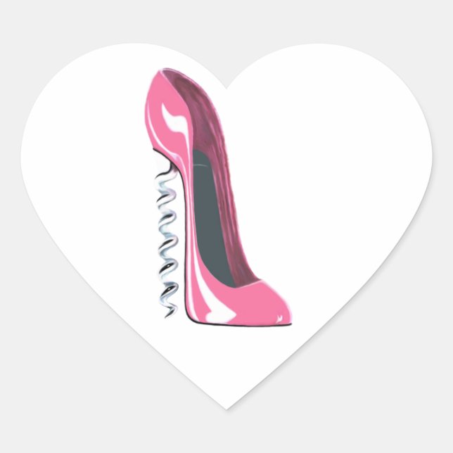 Sticker Cœur Chaussure à vis rose haut talon Stiletto (Devant)