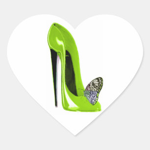 Sticker Cœur Chaussure et papillon Lime Green Stiletto