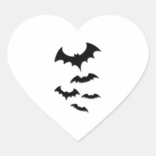 Sticker Cœur chauve-souris halloween