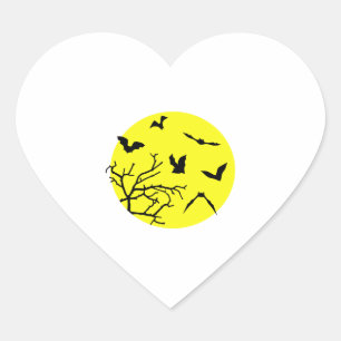 Sticker Cœur chauves-souris d'Halloween