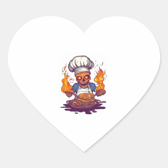 Sticker Cœur Chef crâne Madness � Drôle Cuisine Squelette (Devant)