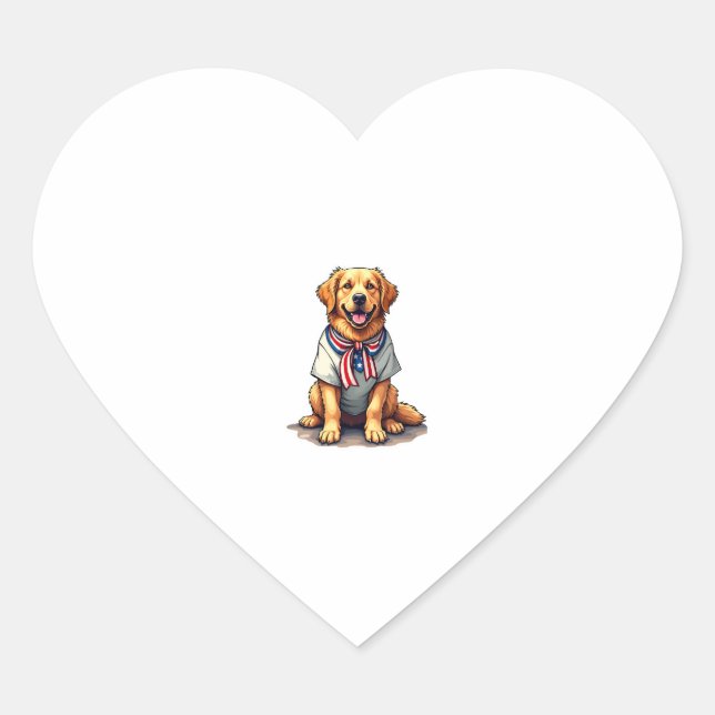 Sticker Cœur Chemise à gravure vintage avec chien doré patrioti (Devant)