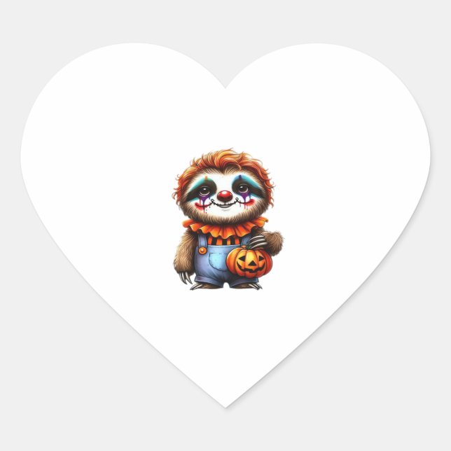 Sticker Cœur Chemise Clown Sloth Halloween surdimensionnée T-sh (Devant)