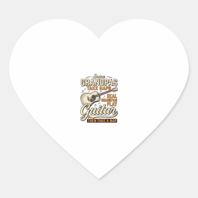 Sticker Cœur Chemise de conception de gravure vintage de guitar (Devant)