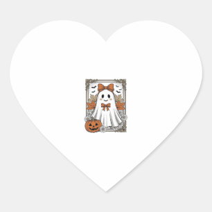 Sticker Cœur Chemise de fantôme Halloween mignonne gravure vint