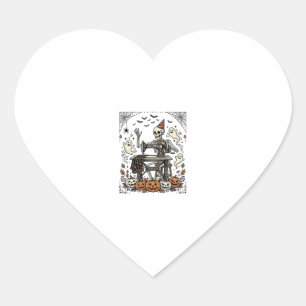 Sticker Cœur Chemise de machine à coudre squelette Halloween vi