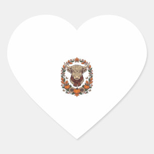 Sticker Cœur Chemise de pomme de terre Highland Cow Gravure Vin