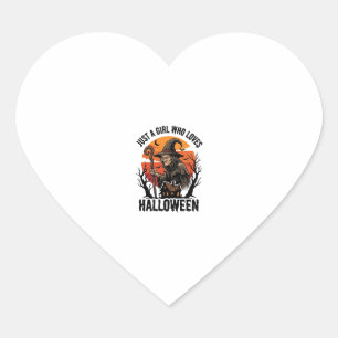 Sticker Cœur Chemise de sorcière d'Halloween Gravure vintage Co