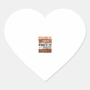 Sticker Cœur Chemise de sorcière d'Halloween Méfiez-vous du tec
