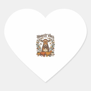 Sticker Cœur Chemise de veau d'automne Gravure vintage Moisson