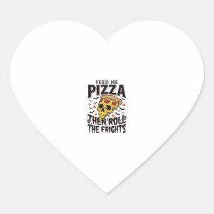 Sticker Cœur Chemise d'horreur de pizza Gravure vintage Soirée