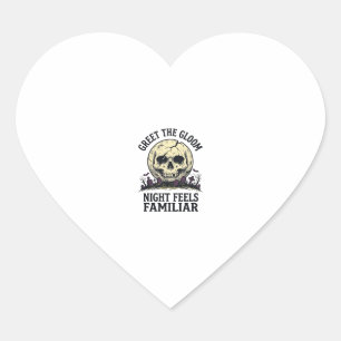 Sticker Cœur Chemise graphique de crâne de lune effrayant Hallo