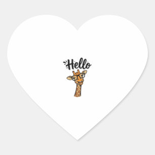 Sticker Cœur Chemise Hello Giraffe Gravure Vintage Animal Migno