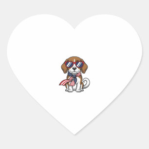 Sticker Cœur Chemise lunettes de soleil chien Beagle patriotiqu