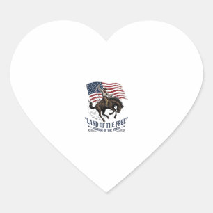 Sticker Cœur Chemise occidentale terre libre cowboy patriotique