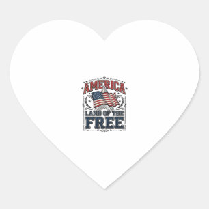 Sticker Cœur Chemise Patriotique Vintage America Terre De Libre