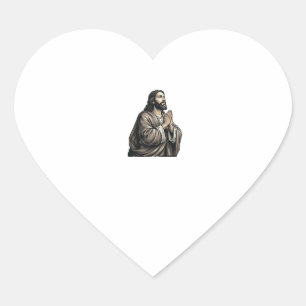 Sticker Cœur Chemise religieuse d'homme priant gravure vintage