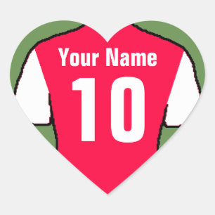 Sticker Cœur Chemise sport rouge et blanc - Choisissez le nom e