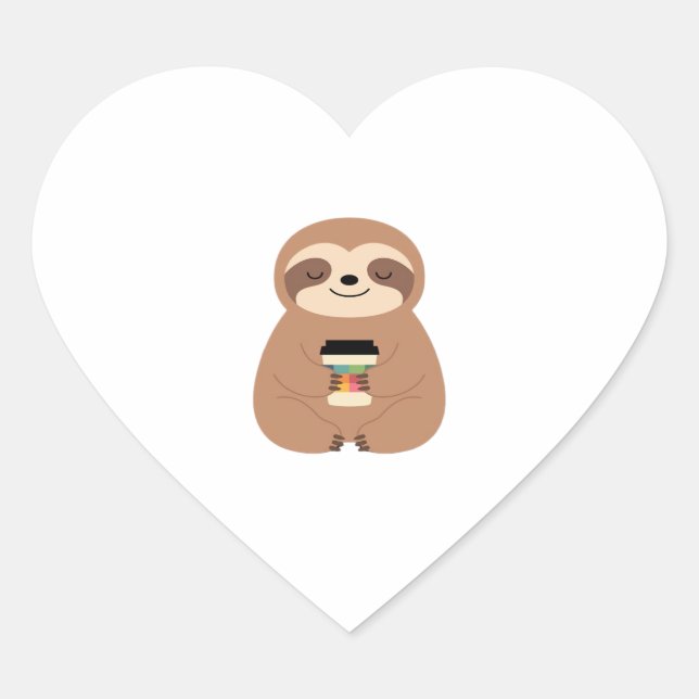 Sticker Cœur Chemise T-Shirt classique Sloth Coffee Time (Devant)