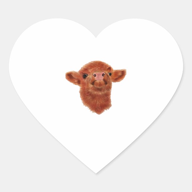 Sticker Cœur Chemise T surdimensionnée de la vache Highland (Devant)