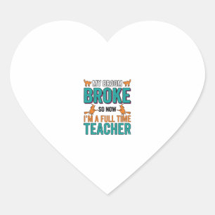 Sticker Cœur Chemise Vintage Drôle Halloween Prof Broom Brisé