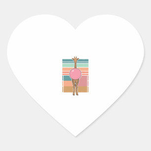 Sticker Cœur Chemise vintage girafe bubble gum gravure Design_1