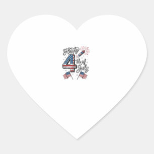 Sticker Cœur Chemise Vintage Happy 4 juillet Fête Patriotique F