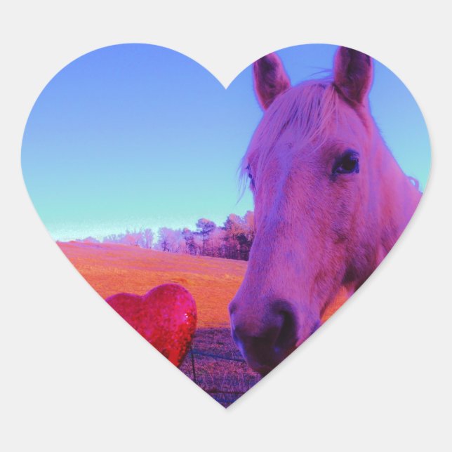 Sticker Cœur Cheval Brown et Coeur Rouge (Devant)