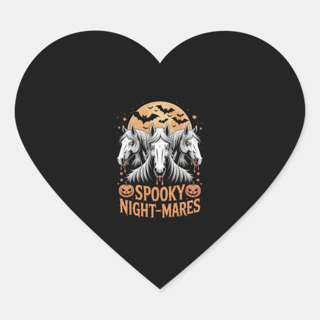 Sticker Cœur Cheval d'Halloween Mares de nuit éffrayante (Devant)