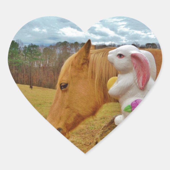 Sticker Cœur Cheval Jaune, Lapin De Printemps (Devant)