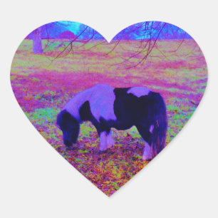 Sticker Cœur Cheval mauve miniature