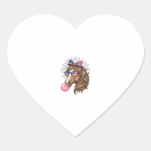 Sticker Cœur Cheval Patriotique Bubble Gum Vintage Vector T-Shi