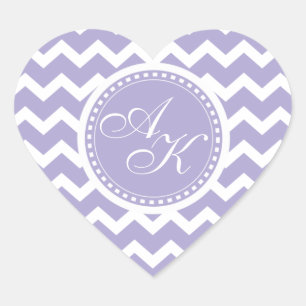 Sticker Cœur Chevron Monogram Retro violet et blanc