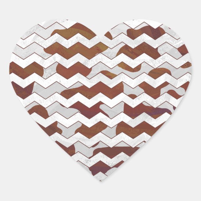 Sticker Cœur Chevron Vache Brown et blanc (Devant)