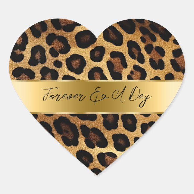 Sticker Cœur Chic Brown Leopard Mariage (Devant)