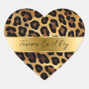 Sticker Cœur Chic Brown Leopard Mariage