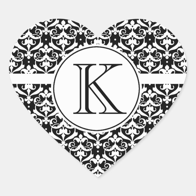 Sticker Cœur Chic Damask (Devant)