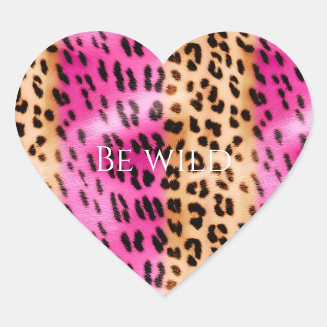 Sticker Cœur Chic Girly Pink Cream Leopard Print (Devant)
