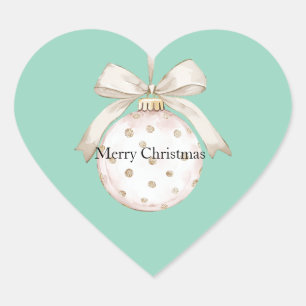 Sticker Cœur Chic Monnaie Blanc Dots Bow Ornement Noël