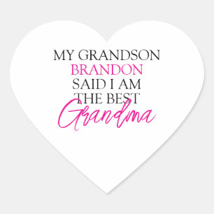 Sticker Cœur Chic rose et noir Texte Grandchildren Funny Grand-
