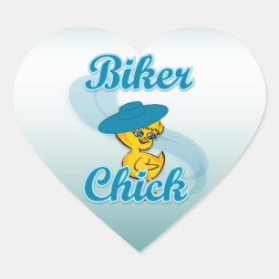 Sticker Cœur Chick motocycliste #3