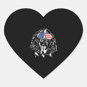 Sticker Cœur Chien à drapeau américain espagnol Springer anglai