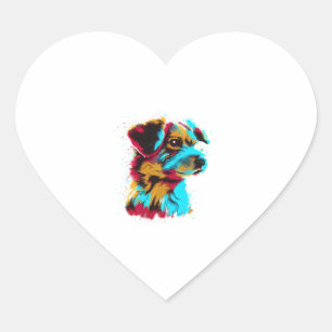 Sticker Cœur Chien à éclaboussures coloré Avoir un bon moment